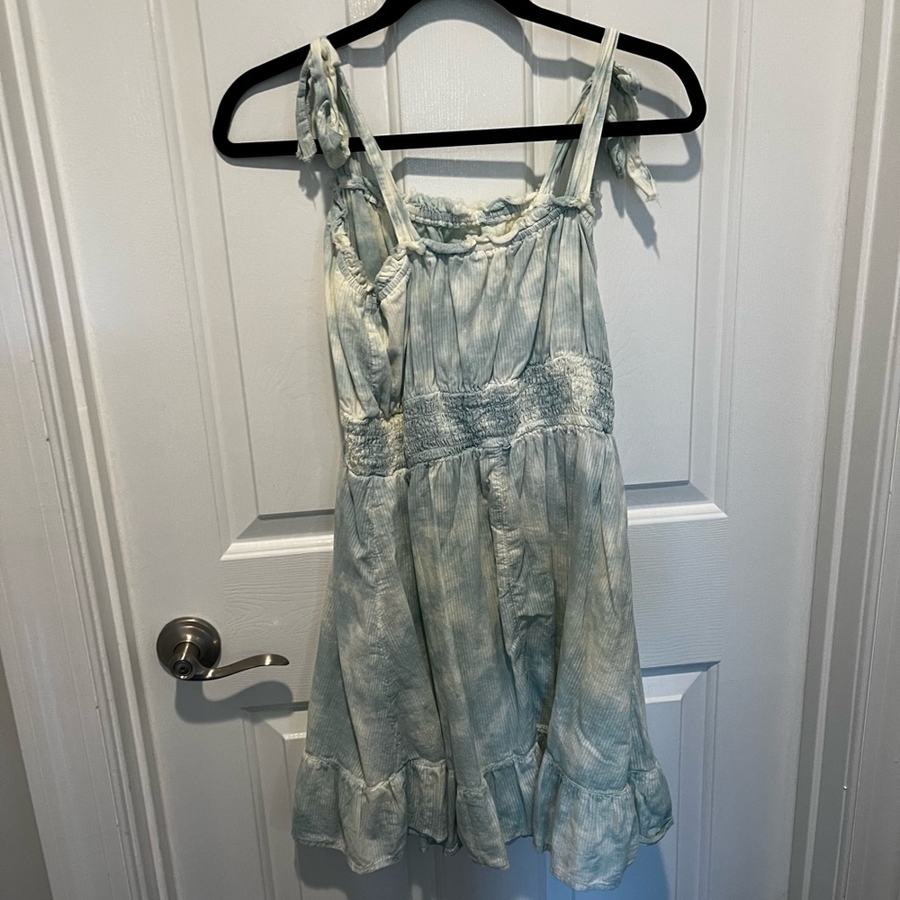True Craft Blue Cream Tie Dye Flowy Tank Dress Size L - Picture 4 of 4